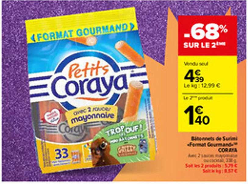 Bâtonnets de Surimi "Format Gourmand" - CORAYA