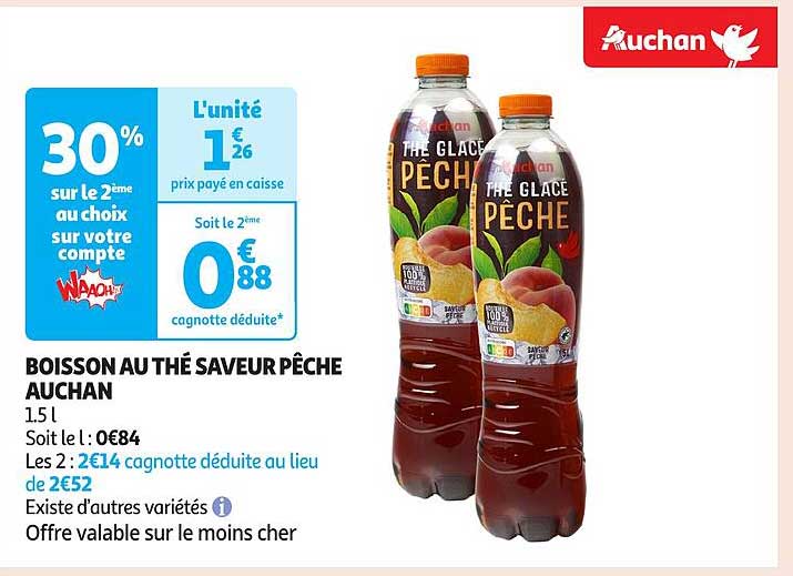 BOISSON AU THÉ SAVEUR PÊCHE AUCHAN