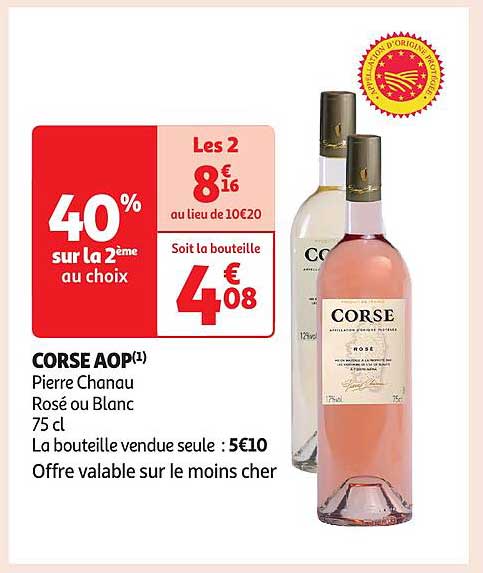 CORSE AOP Pierre Chanau Rosé ou Blanc 75 cl