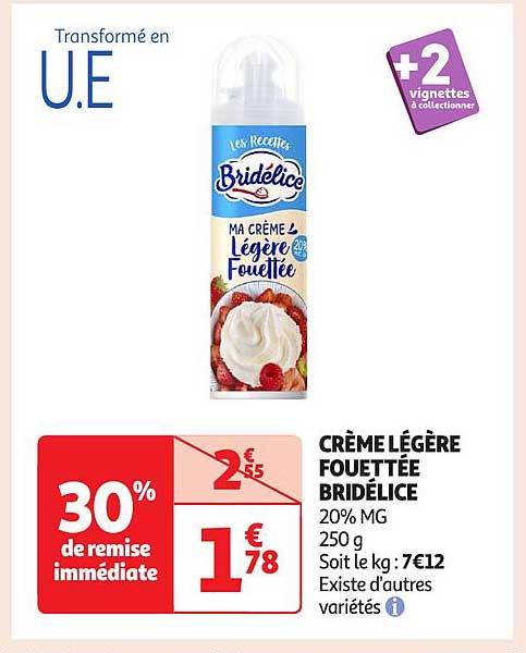 CRÈME LÉGÈRE FOUETTÉE BRIDÉLICE