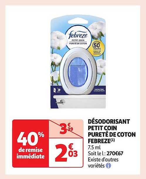 DÉSODORISANT PETIT COIN PURETÉ DE COTON FEBREZE