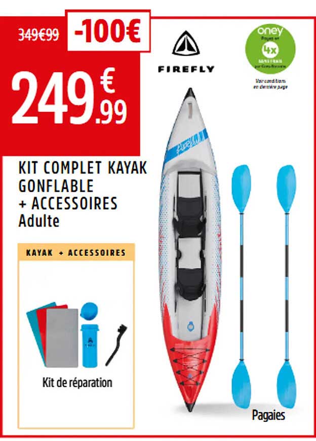 KIT COMPLET KAYAK GONFLABLE + ACCESSOIRES Adulte