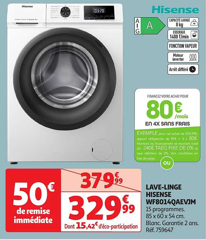 LAVE-LINGE HISENSE WF8014QAEVJM