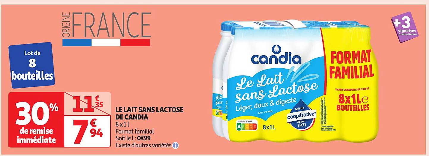 LE LAIT SANS LACTOSE DE CANDIA