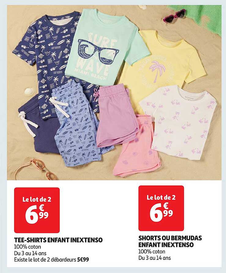 Le lot de 2 Tee-shirts Enfant Inextenso à 6 € 99