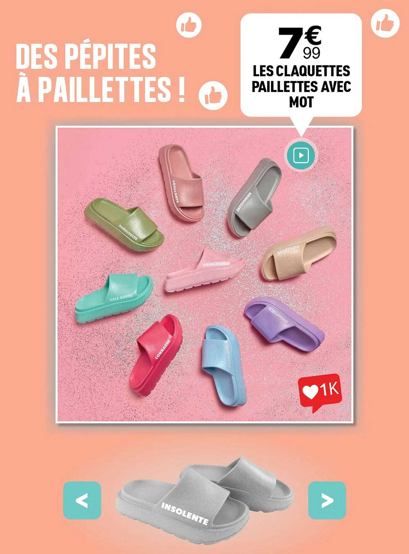 LES CLAQUETTES PAILLETTES AVEC MOT