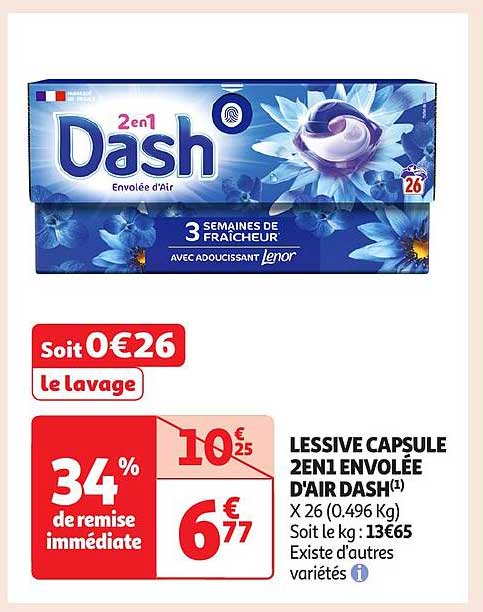LESSIVE CAPSULE 2EN1 ENVOLEE D'AIR DASH