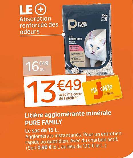 Litière agglomérante minérale PURE FAMILY