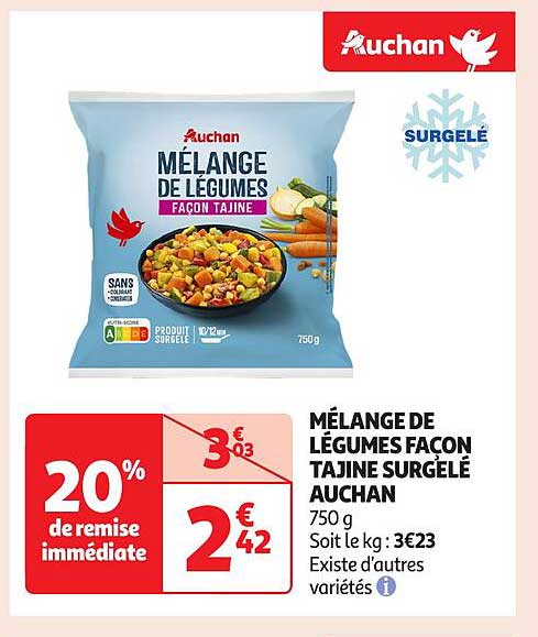 MÉLANGE DE LÉGUMES FAÇON TAJINE SURGELÉ AUCHAN
