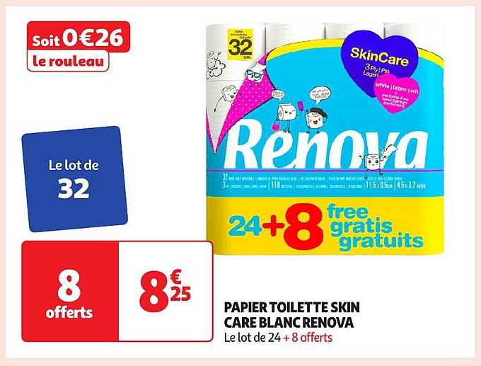 PAPIER TOilette Skin Care Blanc Renova