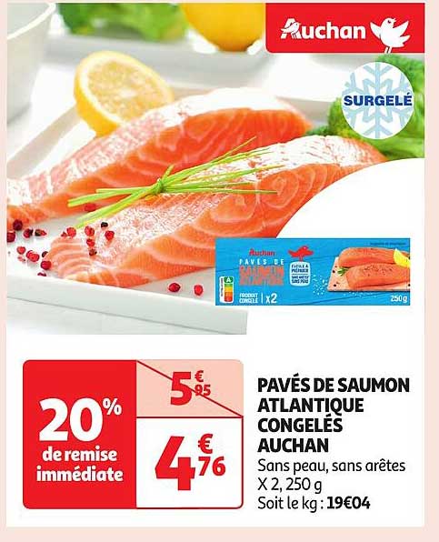 PAVÉS DE SAUMON ATLANTIQUE CONGELÉS AUCHAN