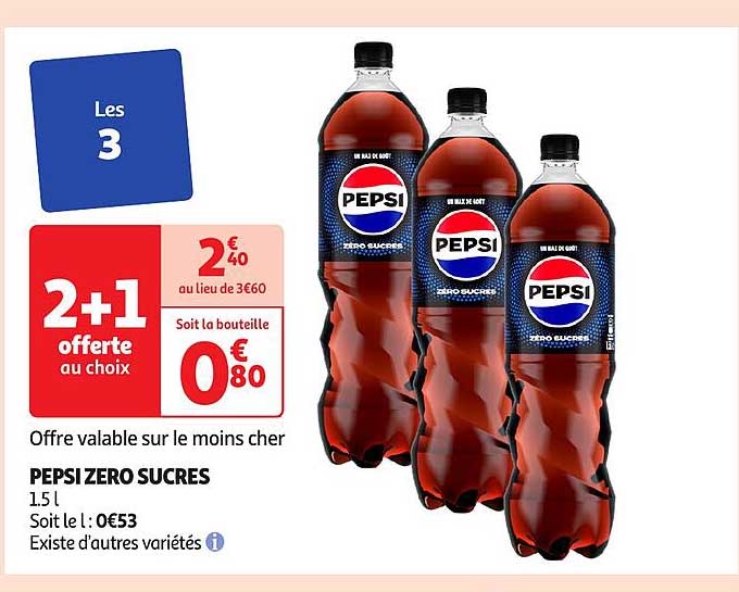 PEPSI ZERO SUCRES 1.5 L - 2+1 offerte au choix