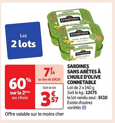 SARDINES SANS ARÊTES À L'HUILE D'OLIVE CONNETABLE
