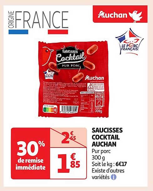 SAUCISSES COCKTAIL AUCHAN