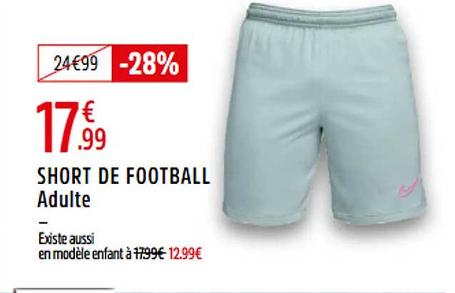 SHORT DE FOOTBALL Adulte