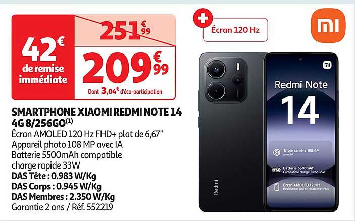 SMARTPHONE XIAOMI REDMI NOTE 14 4G 8/256GO