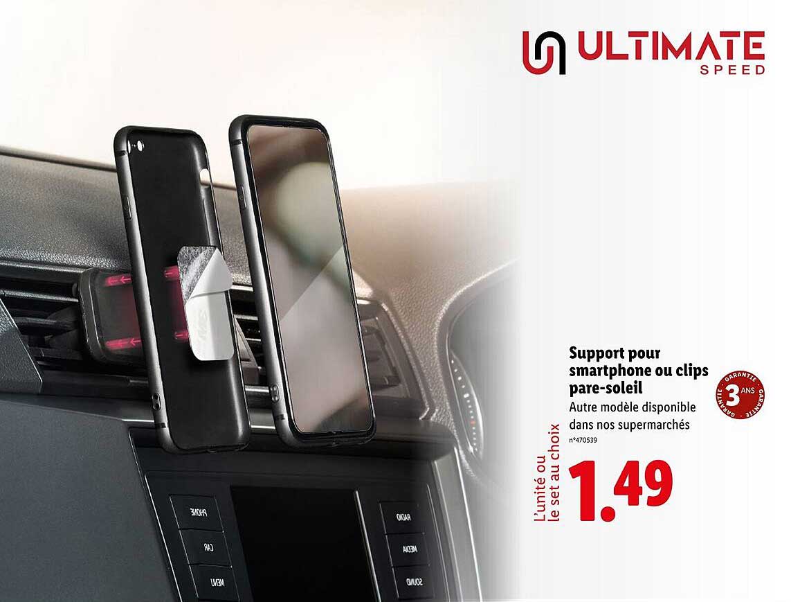 Support pour smartphone ou clips pare-soleil