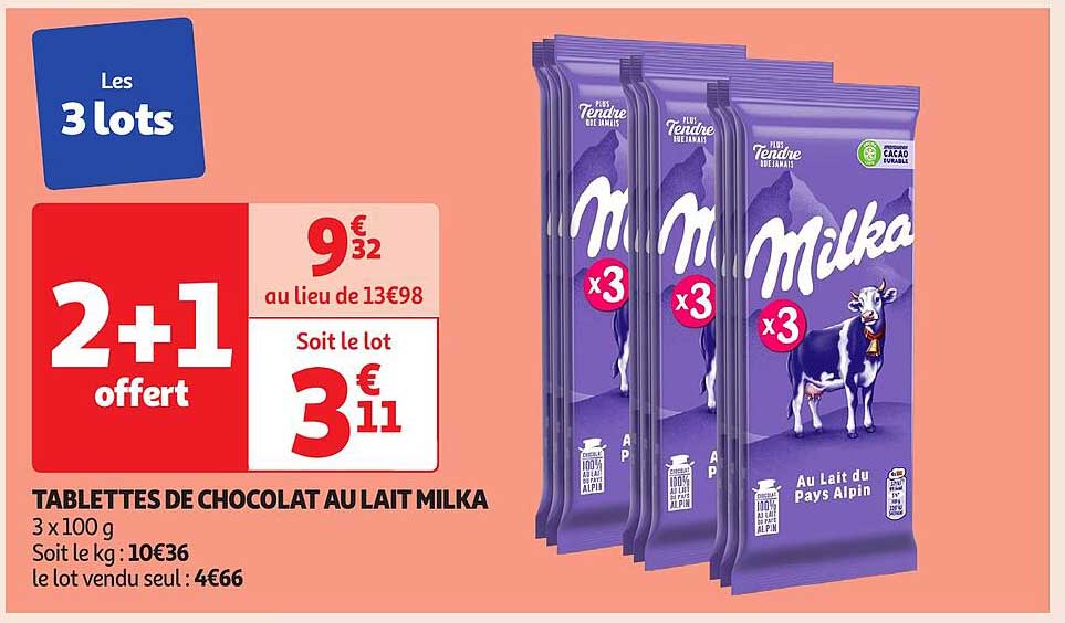 TABLETTES DE CHOCOLAT AU LAIT MILKA