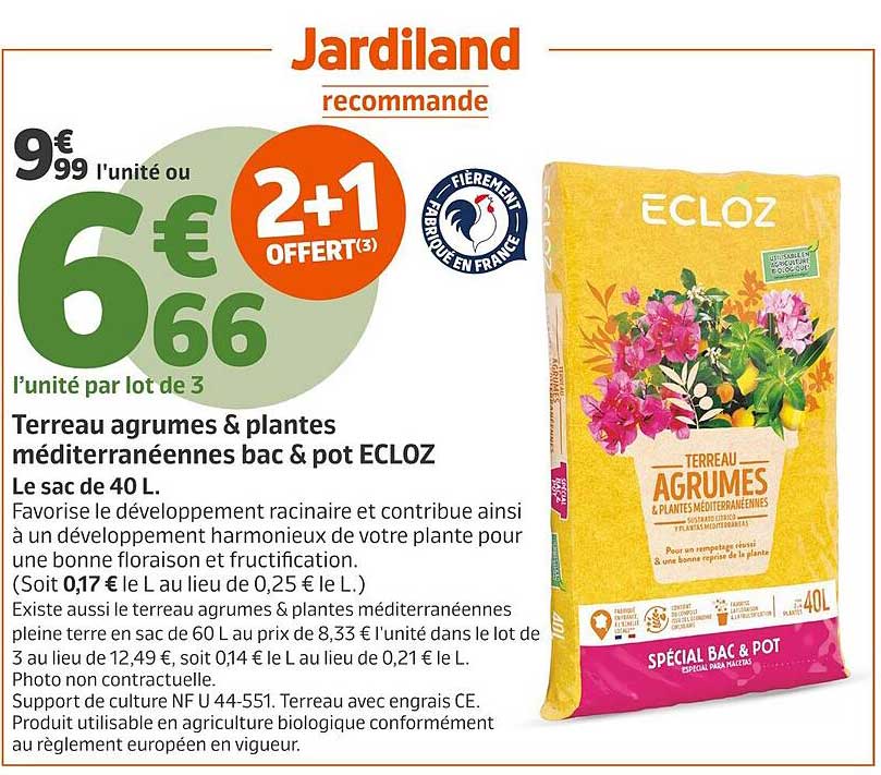 Terreau agrumes & plantes méditerranéennes bac & pot ECLOZ