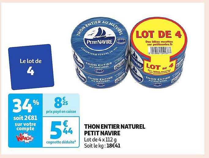 THON ENTIER NATUREL PETIT NAVIRE