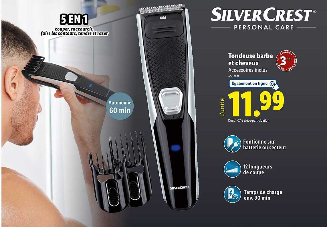 Tondeuse barbe et cheveux Silvercrest