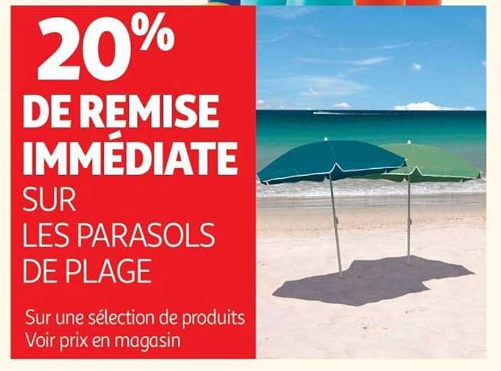 20% DE REMISE IMMÉDIATE SUR LES PARASOLS DE PLAGE