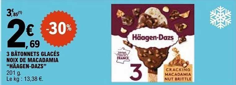 3 BÂTONNETS GLACÉS NOIX DE MACADAMIA "HÄAGEN-DAZS"