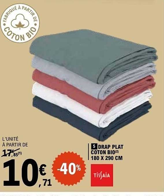 5 DRAP PLAT COTON BIO 180 X 290 CM