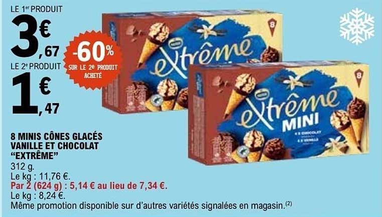 8 MINIS CÔNES GLACÉS VANILLE ET CHOCOLAT “EXTRÊME”