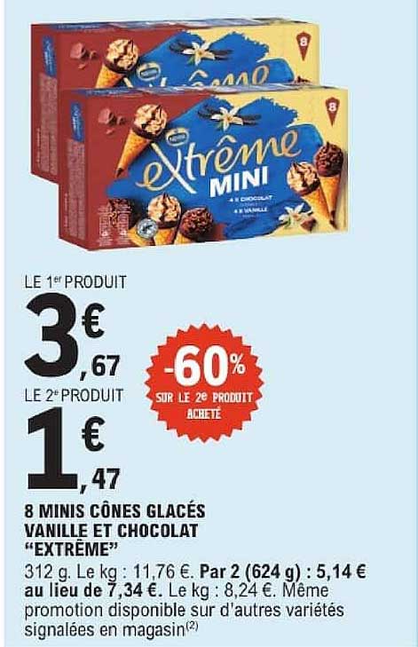 8 MINIS CÔNES GLACÉS VANILLE ET CHOCOLAT “EXTRÊME”