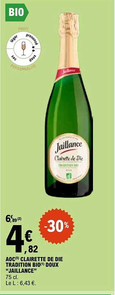 AOC CLAIRETTE DE DIE TRADITION BIO DOUX “JAILLANCE”