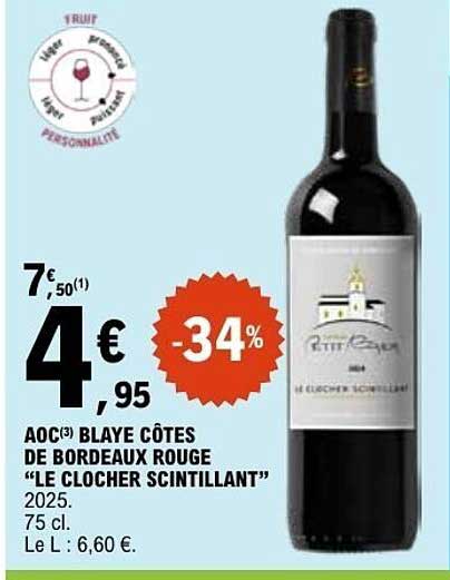 AOC(3) BLAYE COTES DE BORDEAUX ROUGE “LE CLOCHER SCINTILLANT”