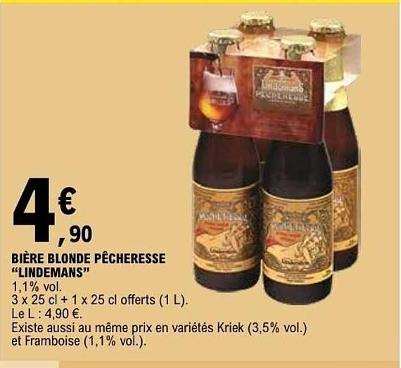 BIÈRE BLONDE PÊCHERESSE “LINDEMANS”