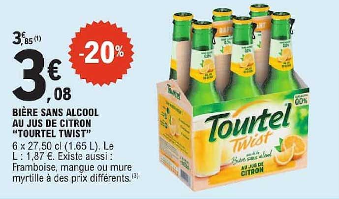 BIERE SANS ALCOOL AU JUS DE CITRON "TOURTEL TWIST"