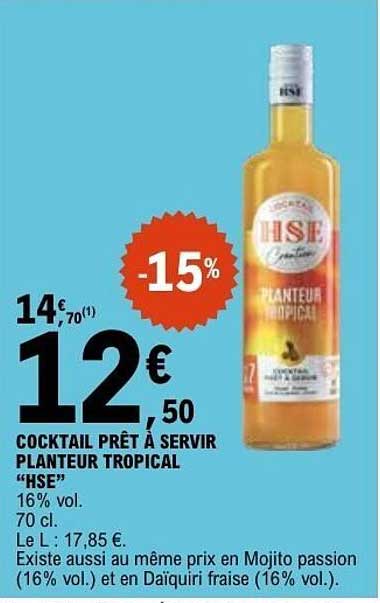 COCKTAIL PRÊT À SERVIR PLANTEUR TROPICAL “HSE”