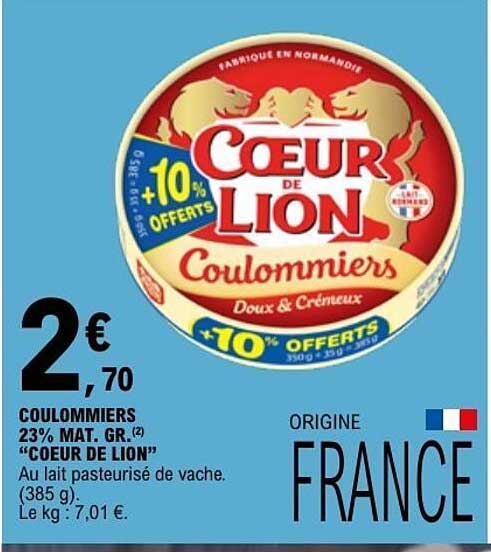 COEURS DE LION Coulommiers Doux & Crémeux +10% OFFERTS