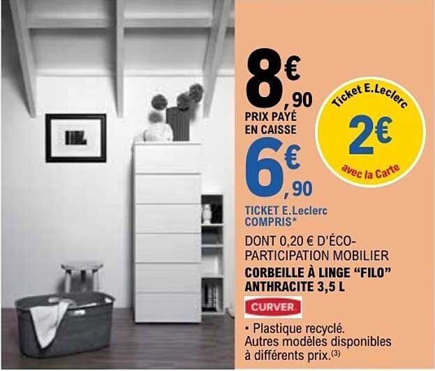 CORBEILLE À LINGE "FILO" ANTHRACITE 3,5 L