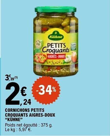 CORNICHONS PETITS CROQUANTS AIGRES-DOUX "KÜHNE"