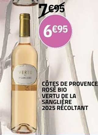 CÔTES DE PROVENCE ROSÉ BIO VERTU DE LA SANGLIÈRE 2025 RÉCOLTANT