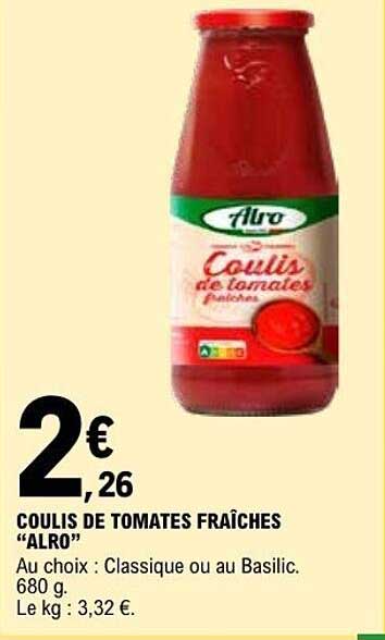 COULIS DE TOMATES FRAÎCHES “ALRO”