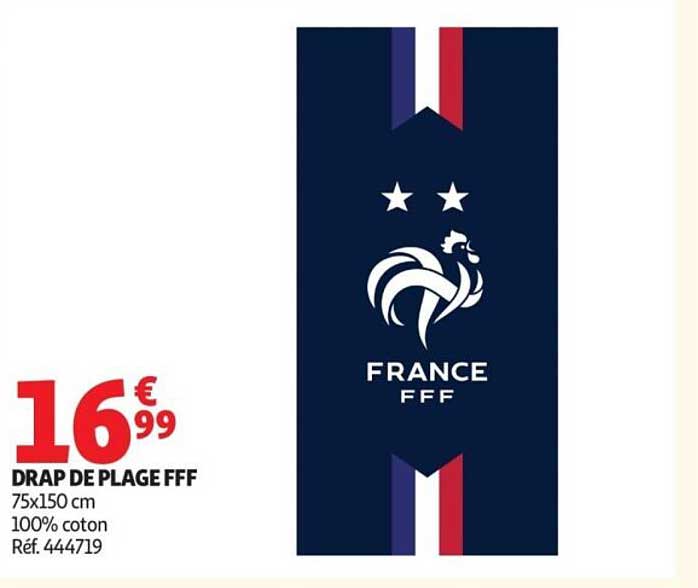 DRAP DE PLAGE FFF 75x150 cm 100% coton Réf. 444719