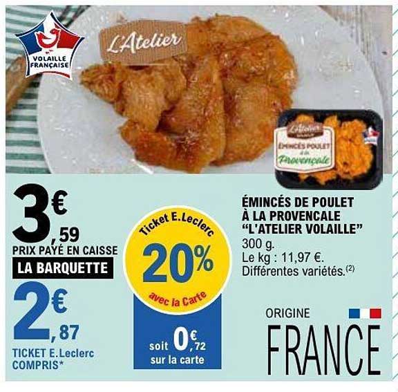 ÉMINCÉS DE POULET À LA PROVENCALE "L'ATELIER VOLAILLE"