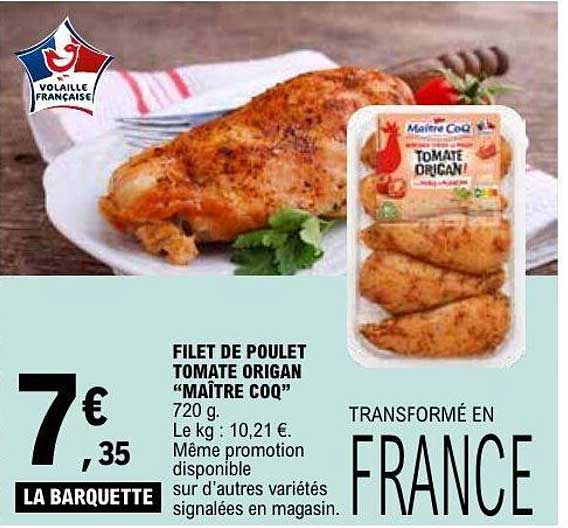 FILET DE POULET TOMATE ORIGAN "MAÎTRE COQ"