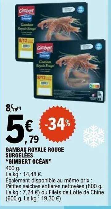 GAMBAS ROYALE ROUGE SURGELÉES “GIMBERT OCÉAN”