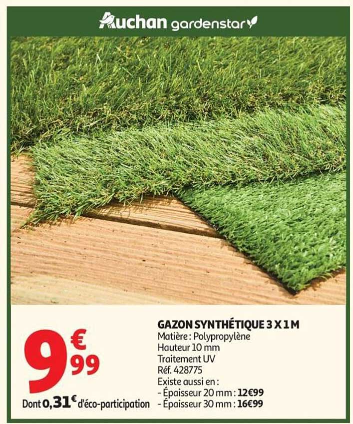 GAZON SYNTHÉTIQUE 3 X 1M