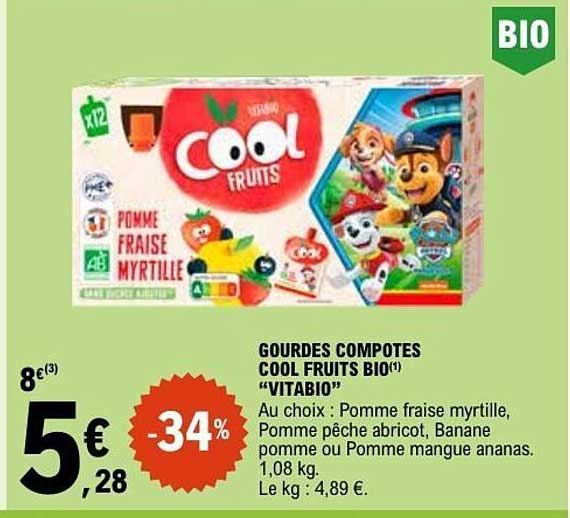 GOURDES COMPOTES COOL FRUITS BIO "VITABIO"