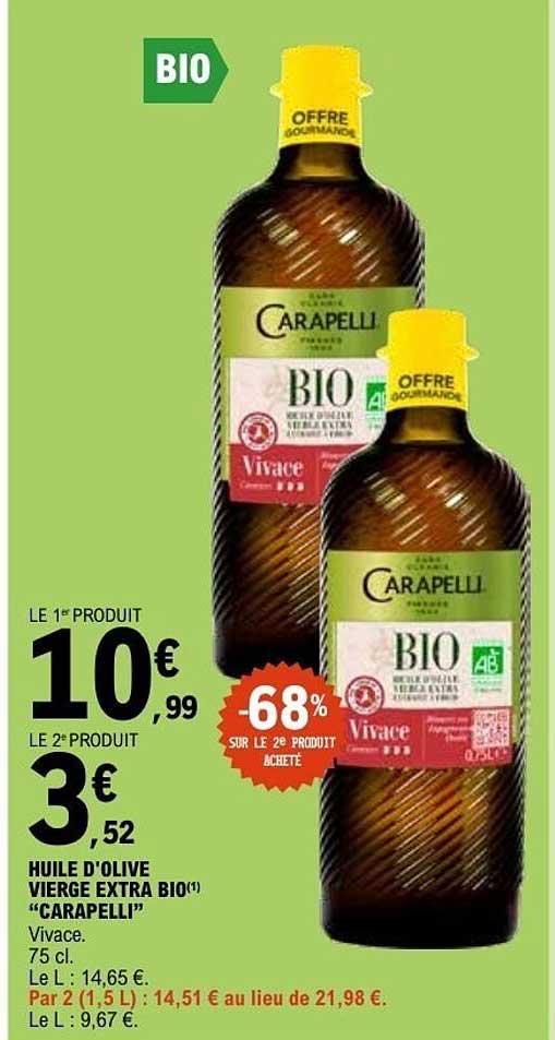 HUILE D'OLIVE VIERGE EXTRA BIO "CARAPELLI" Vivace, 75 cl