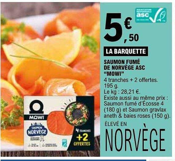 LA BARQUETTE SAUMON FUMÉ DE NORVÈGE ASC “MOWI”