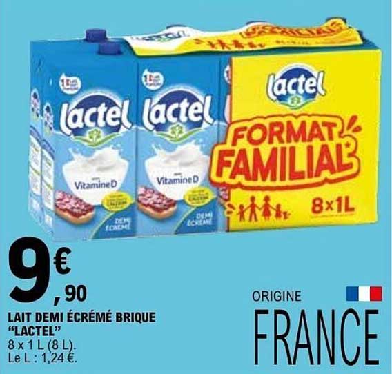 LAIT DEMI ÉCRÉMÉ BRIQUE “LACTEL”