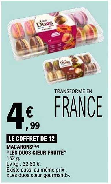 LE COFFRET DE 12 MACARONS “LES DUOS CŒUR FRUITÉ”